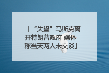 “失望”马斯克离开特朗普政府 媒体称当天两人未交谈