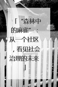 “森林中的麻雀”：从一个社区，看见社会治理的未来