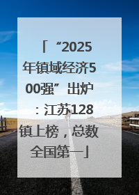 “2025年镇域经济500强”出炉：江苏128镇上榜，总数全国第一