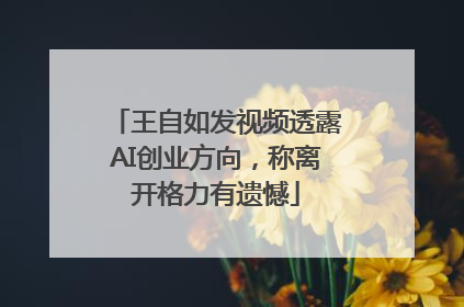 王自如发视频透露AI创业方向，称离开格力有遗憾