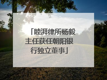 睦湃律所杨毅主任获任朝阳银行独立董事