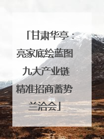 甘肃华亭：亮家底绘蓝图 九大产业链精准招商蓄势兰洽会