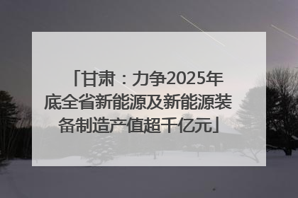 甘肃：力争2025年底全省新能源及新能源装备制造产值超千亿元