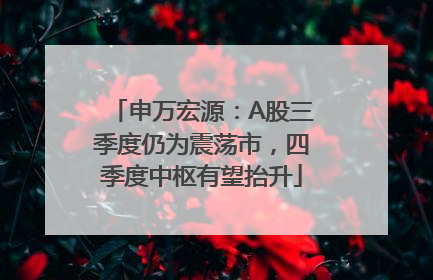 申万宏源：A股三季度仍为震荡市，四季度中枢有望抬升