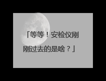 等等！安检仪刚刚过去的是啥？