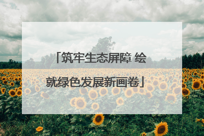 筑牢生态屏障 绘就绿色发展新画卷