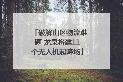 破解山区物流难题 龙泉将建11个无人机起降场