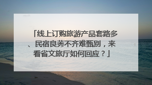 线上订购旅游产品套路多、民宿良莠不齐难甄别，来看省文旅厅如何回应？