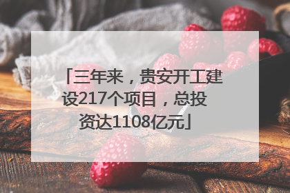 三年来，贵安开工建设217个项目，总投资达1108亿元
