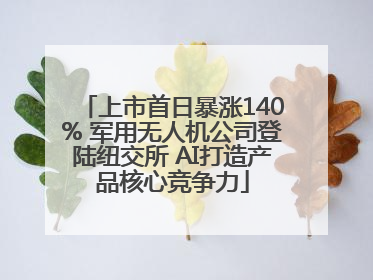 上市首日暴涨140% 军用无人机公司登陆纽交所 AI打造产品核心竞争力