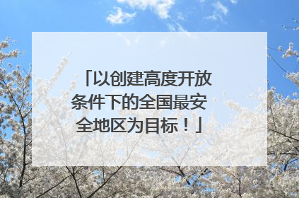 以创建高度开放条件下的全国最安全地区为目标！