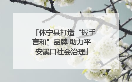 休宁县打造“握手言和”品牌 助力平安溪口社会治理