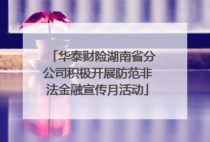 华泰财险湖南省分公司积极开展防范非法金融宣传月活动