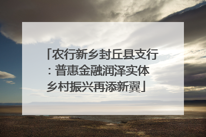 农行新乡封丘县支行：普惠金融润泽实体 乡村振兴再添新翼