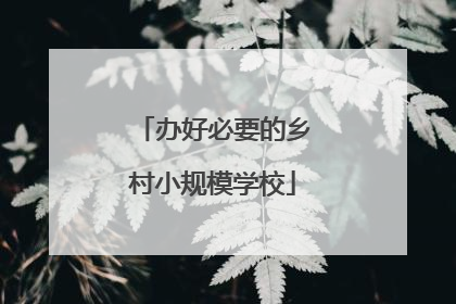 办好必要的乡村小规模学校