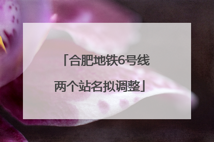 合肥地铁6号线两个站名拟调整