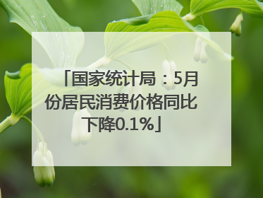 国家统计局：5月份居民消费价格同比下降0.1%