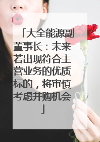 大全能源副董事长：未来若出现符合主营业务的优质标的，将审慎考虑并购机会