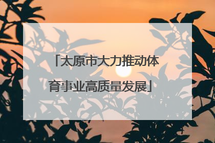 太原市大力推动体育事业高质量发展