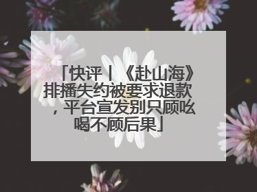 快评丨《赴山海》排播失约被要求退款，平台宣发别只顾吆喝不顾后果