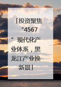 投资聚焦“4567”现代化产业体系，黑龙江产业换新景