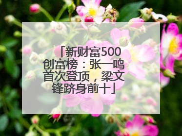 新财富500创富榜：张一鸣首次登顶，梁文锋跻身前十