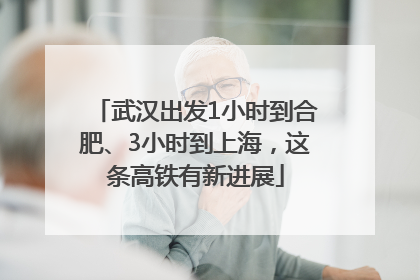 武汉出发1小时到合肥、3小时到上海，这条高铁有新进展