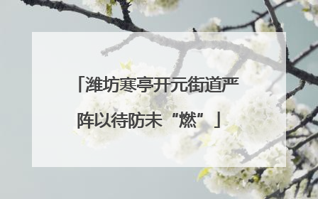 潍坊寒亭开元街道严阵以待防未“燃”