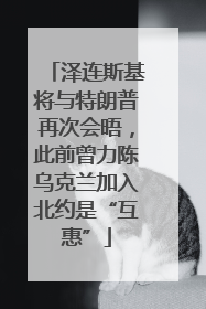 泽连斯基将与特朗普再次会晤，此前曾力陈乌克兰加入北约是“互惠”