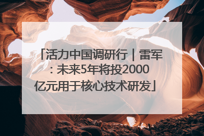 活力中国调研行｜雷军：未来5年将投2000亿元用于核心技术研发