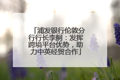 浦发银行伦敦分行行长李舸：发挥跨境平台优势，助力中英经贸合作