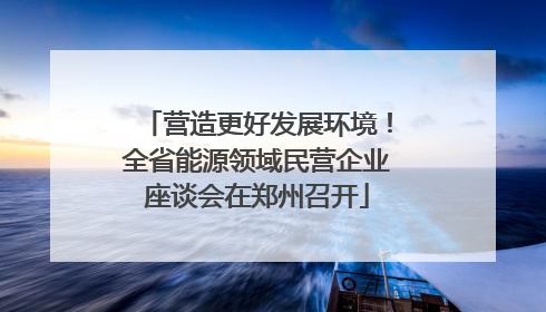 营造更好发展环境！全省能源领域民营企业座谈会在郑州召开
