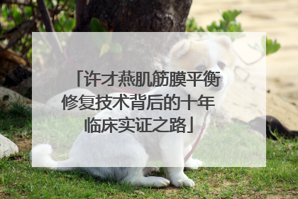 许才燕肌筋膜平衡修复技术背后的十年临床实证之路