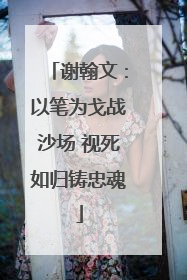 谢翰文：以笔为戈战沙场 视死如归铸忠魂