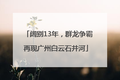 阔别13年，群龙争霸再现广州白云石井河