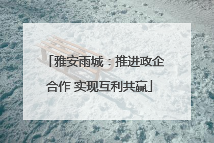 雅安雨城：推进政企合作 实现互利共赢