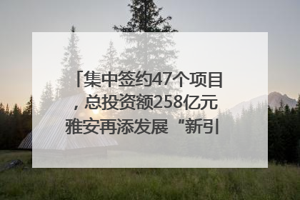 集中签约47个项目，总投资额258亿元 雅安再添发展“新引擎”｜数读西投