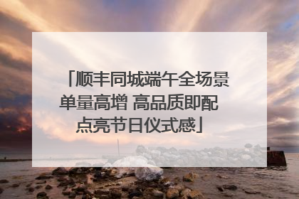 顺丰同城端午全场景单量高增 高品质即配点亮节日仪式感