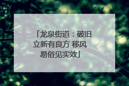 龙泉街道：破旧立新有良方 移风易俗见实效