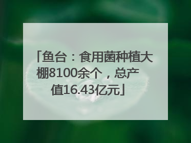 鱼台：食用菌种植大棚8100余个，总产值16.43亿元