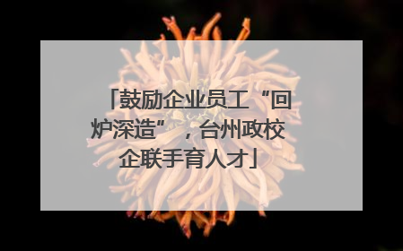 鼓励企业员工“回炉深造”，台州政校企联手育人才