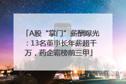 A股“掌门”薪酬曝光：13名董事长年薪超千万，药企霸榜前三甲